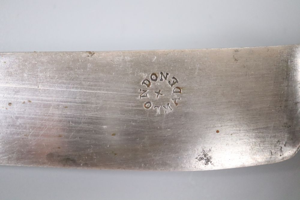 A matched set of twelve 19th century silver thread pattern table knives and a set of twelve pistol handles dessert knives.